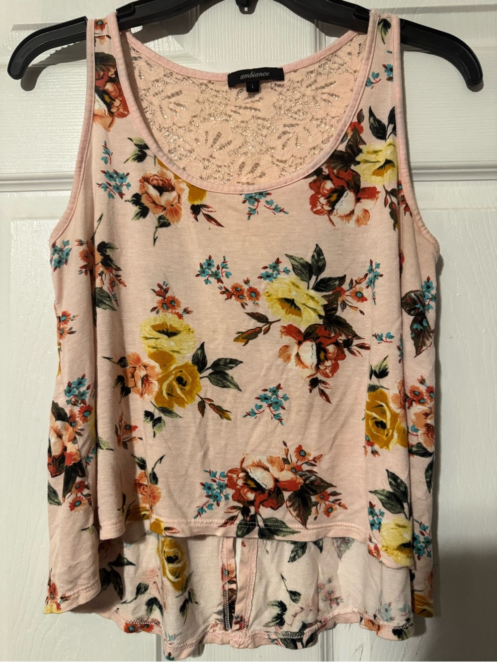 Ambiance Pink Floral Ruffled Tank Top